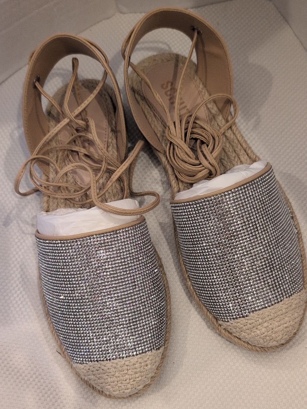 Schutz Celinah Crystal Embellished Lace-up Espadrilles
